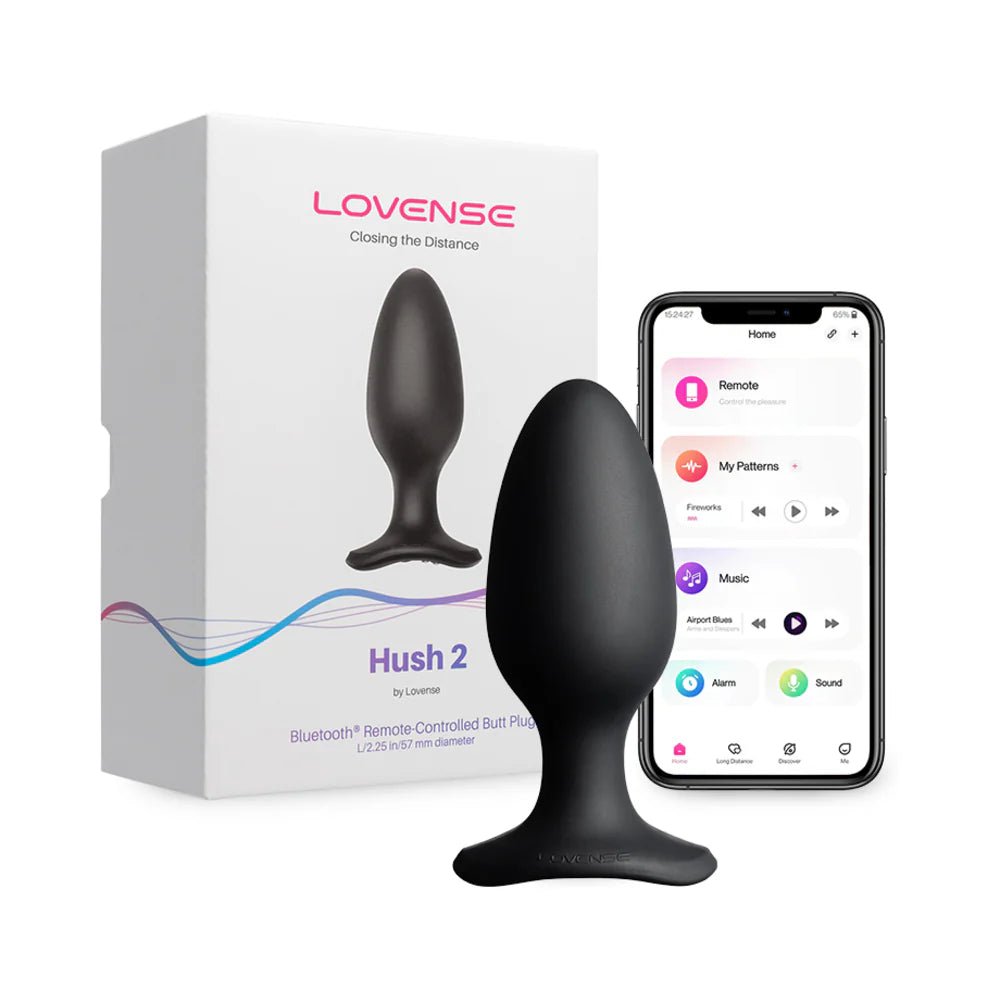 Lovense Hush 2 Bluetooth Remote - Controlled Vibrating Butt Plug L 2.25 in. - TruLuv Novelties