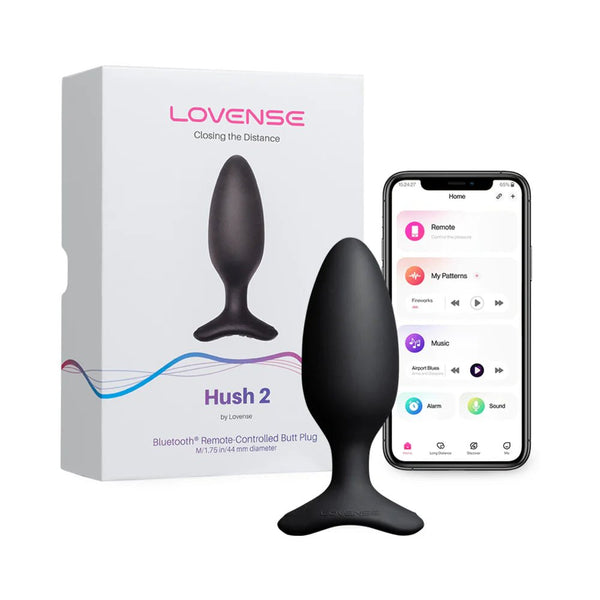 Lovense Hush 2 Bluetooth Remote - Controlled Vibrating Butt Plug Medium 1.75 in. - TruLuv Novelties