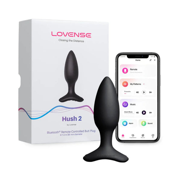 Lovense Hush 2 Bluetooth Remote - Controlled Vibrating Butt Plug Small 1.5 in. - TruLuv Novelties