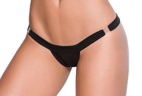 Low v Clip on Thong - Small/medium - Black - TruLuv Novelties