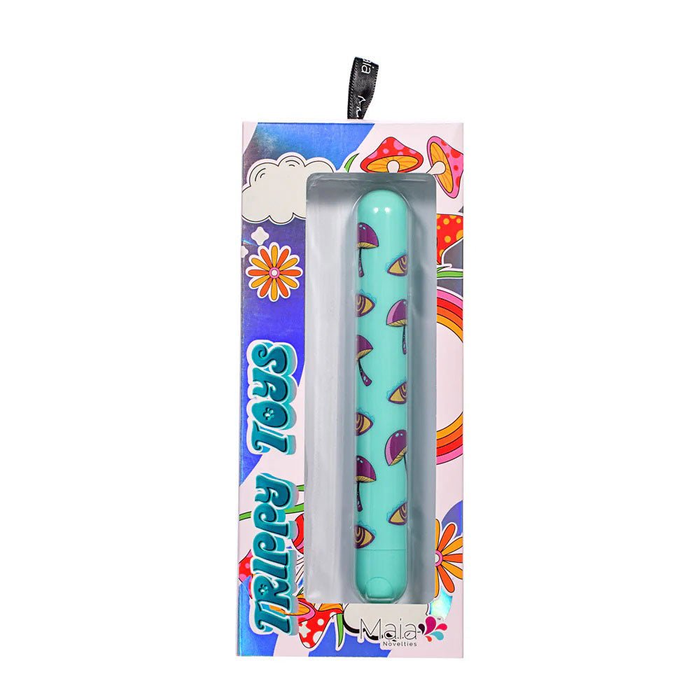 Lucy Mushroom Pattern Rechargeable X-Long Bullet - Blue - TruLuv Novelties