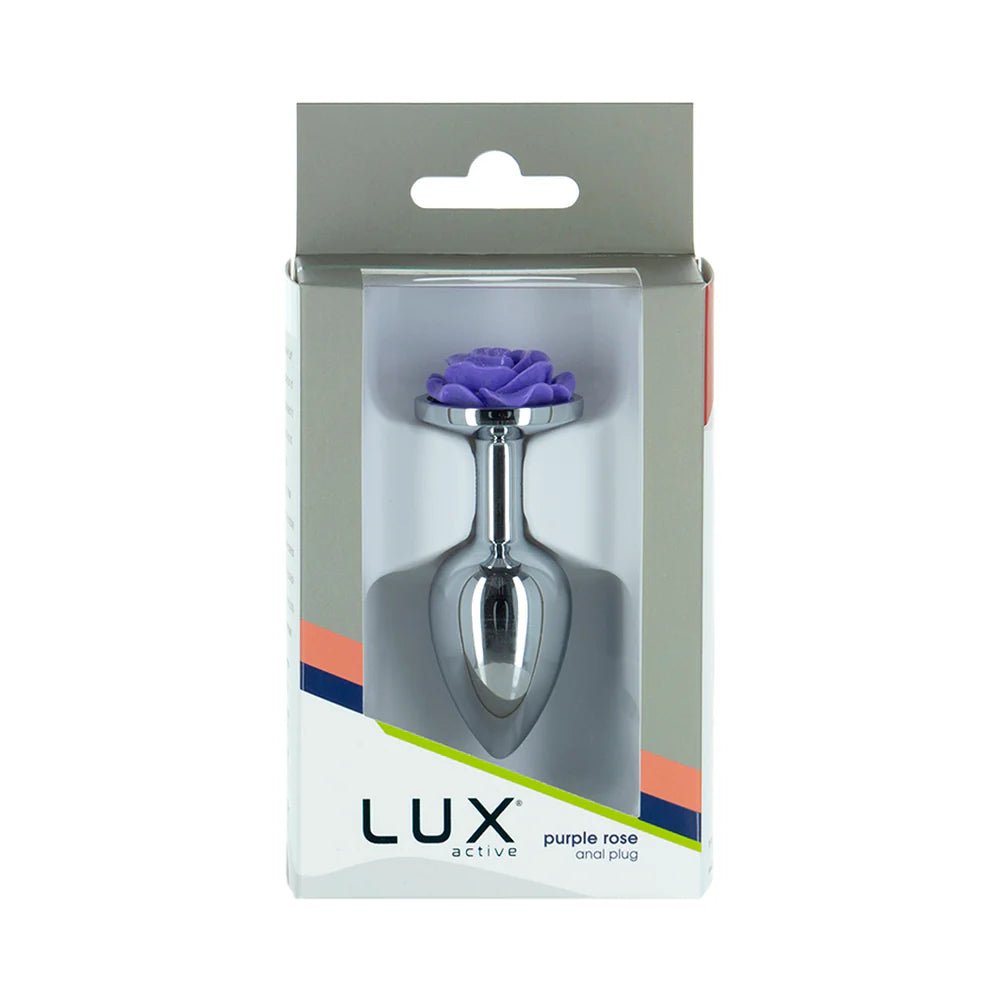 Lux Active Rose Metal Butt Plug 3 in. Purple - TruLuv Novelties