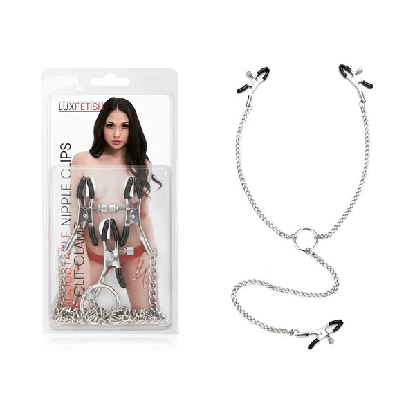 Lux Fetish Adjustable Nipple Clips & Clit Clamp - TruLuv Novelties