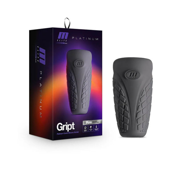 M Elite Platinum Gript Silicone Stroker Black - TruLuv Novelties
