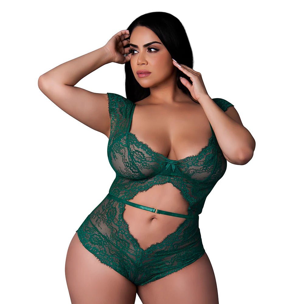 Magic Silk Evermore Cutout Romper Emerald Queen Size - TruLuv Novelties