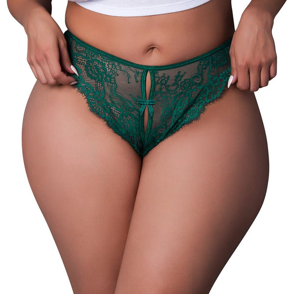 Magic Silk Evermore Split Crotch Panty Emerald Queen Size - TruLuv Novelties