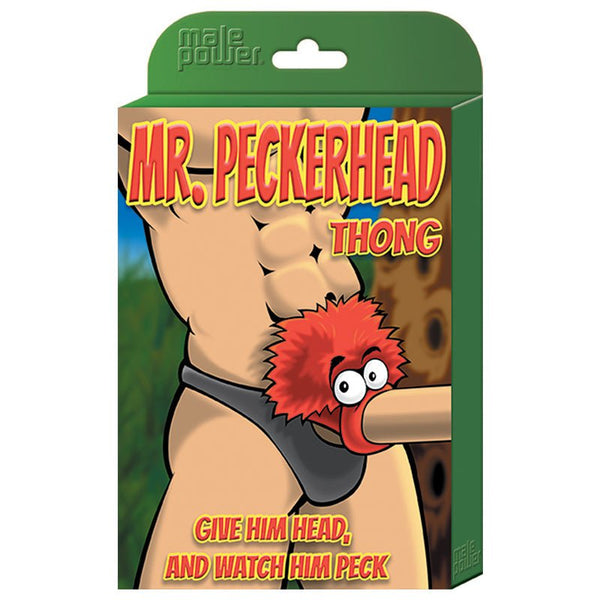 Male Power Novelty Mr. PeckerHead Thong Black O/S - TruLuv Novelties