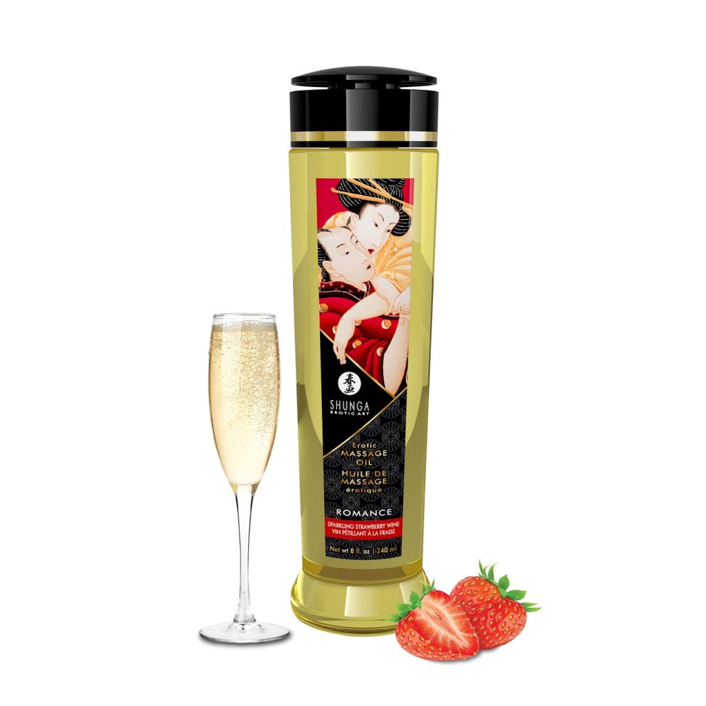Massage Oils - Romance - 8 Fl. Oz. Sparkling Strawberry Wine - TruLuv Novelties