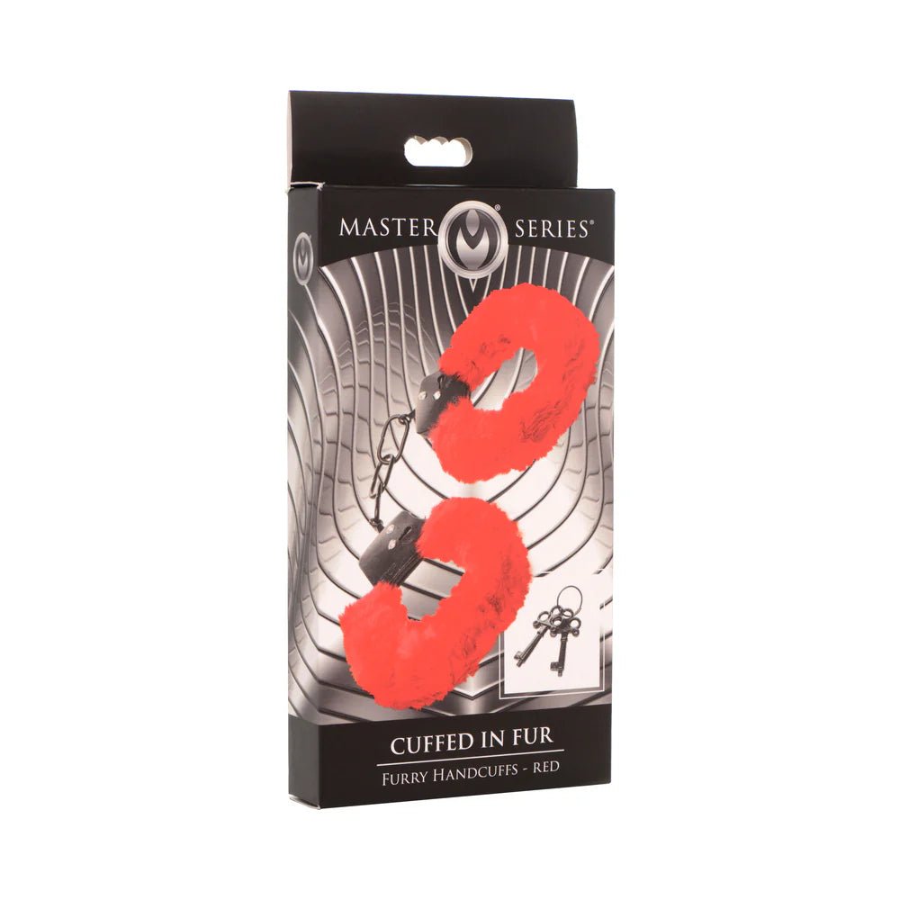 Master Series Cuffed in Fur Furry Handcuffs Red - TruLuv Novelties