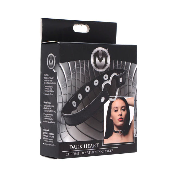 Master Series Dark Heart Chrome Heart Choker Black - TruLuv Novelties