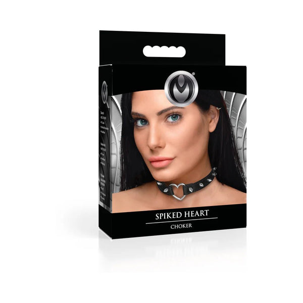Master Series Spiked Heart Choker Black - TruLuv Novelties