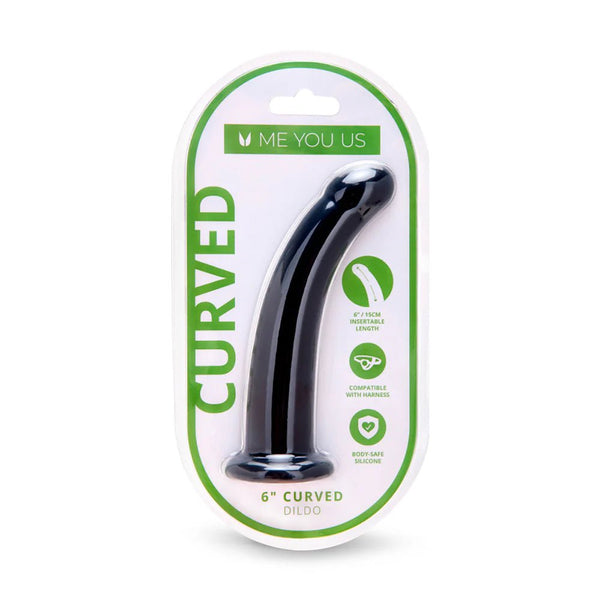 Me You Us 6 in. Curved Silicone Dildo Black - TruLuv Novelties