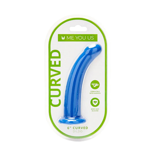 Me You Us 6 in. Curved Silicone Dildo Blue - TruLuv Novelties