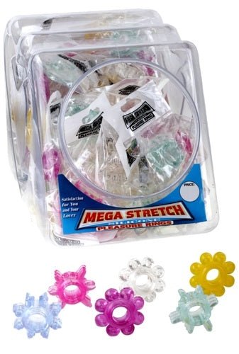 Mega Stretch Silicone Pleasure Rings - 72 Piece Fishbowl - TruLuv Novelties