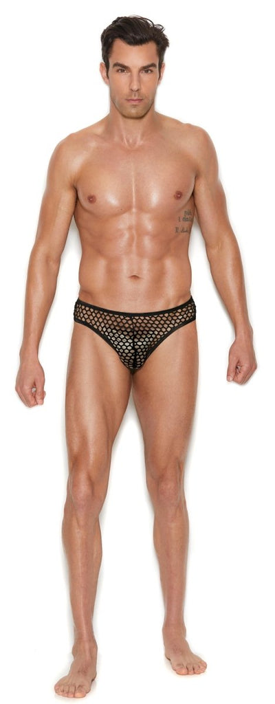 Men's Fishnet Thong Back Brief - Black - TruLuv Novelties