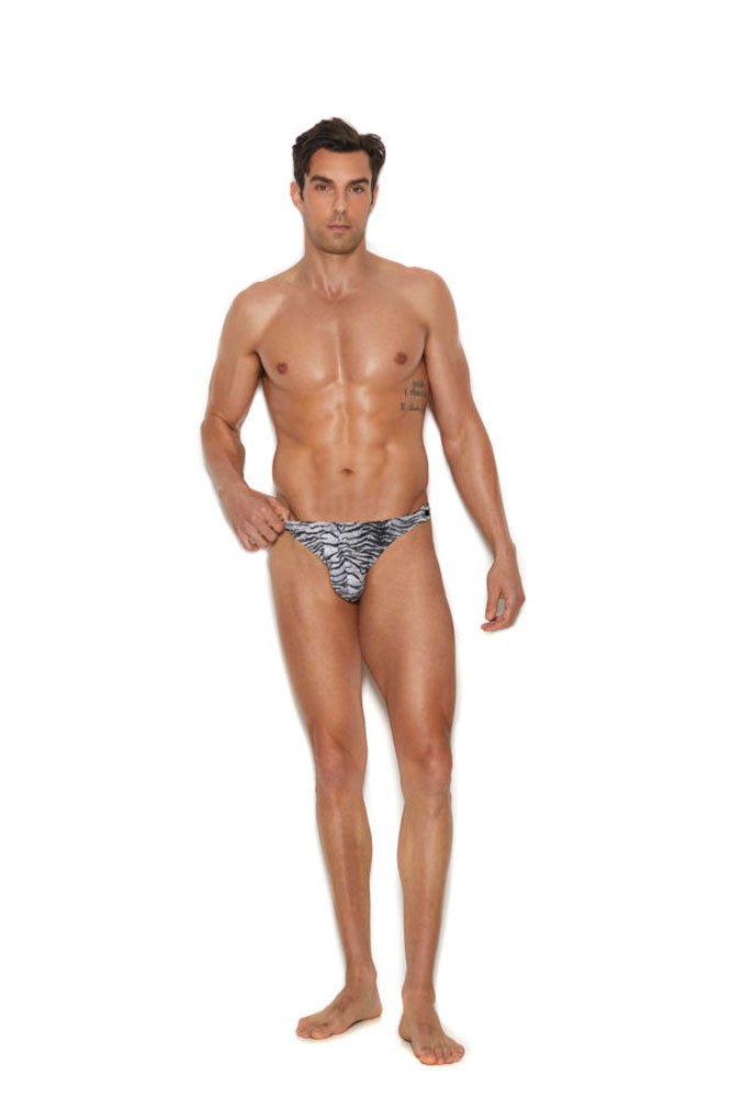 Men's Snap Closure Thong - Large-xlarge - Zebra - TruLuv Novelties