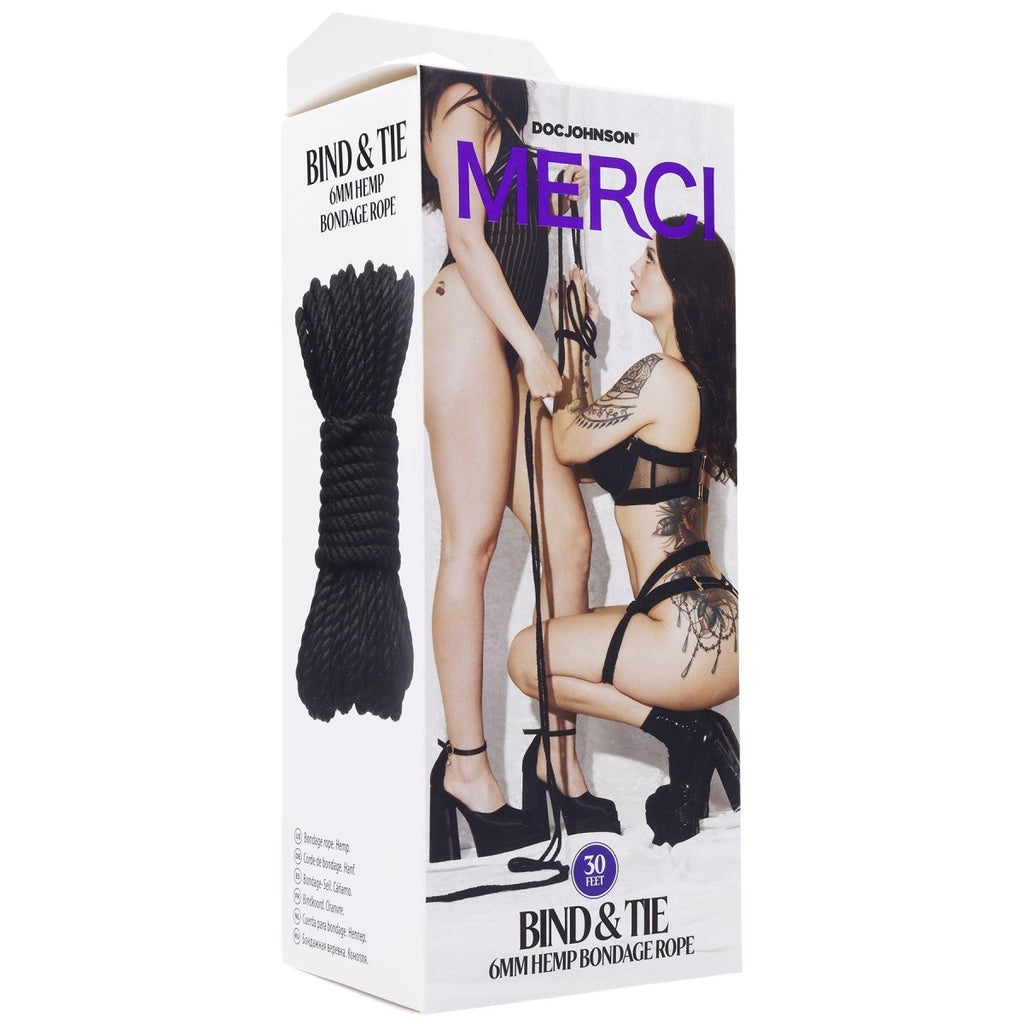 Merci - Bind and Tie - 6mm Hemp Bondage Rope - 30 Feet - Black - TruLuv Novelties