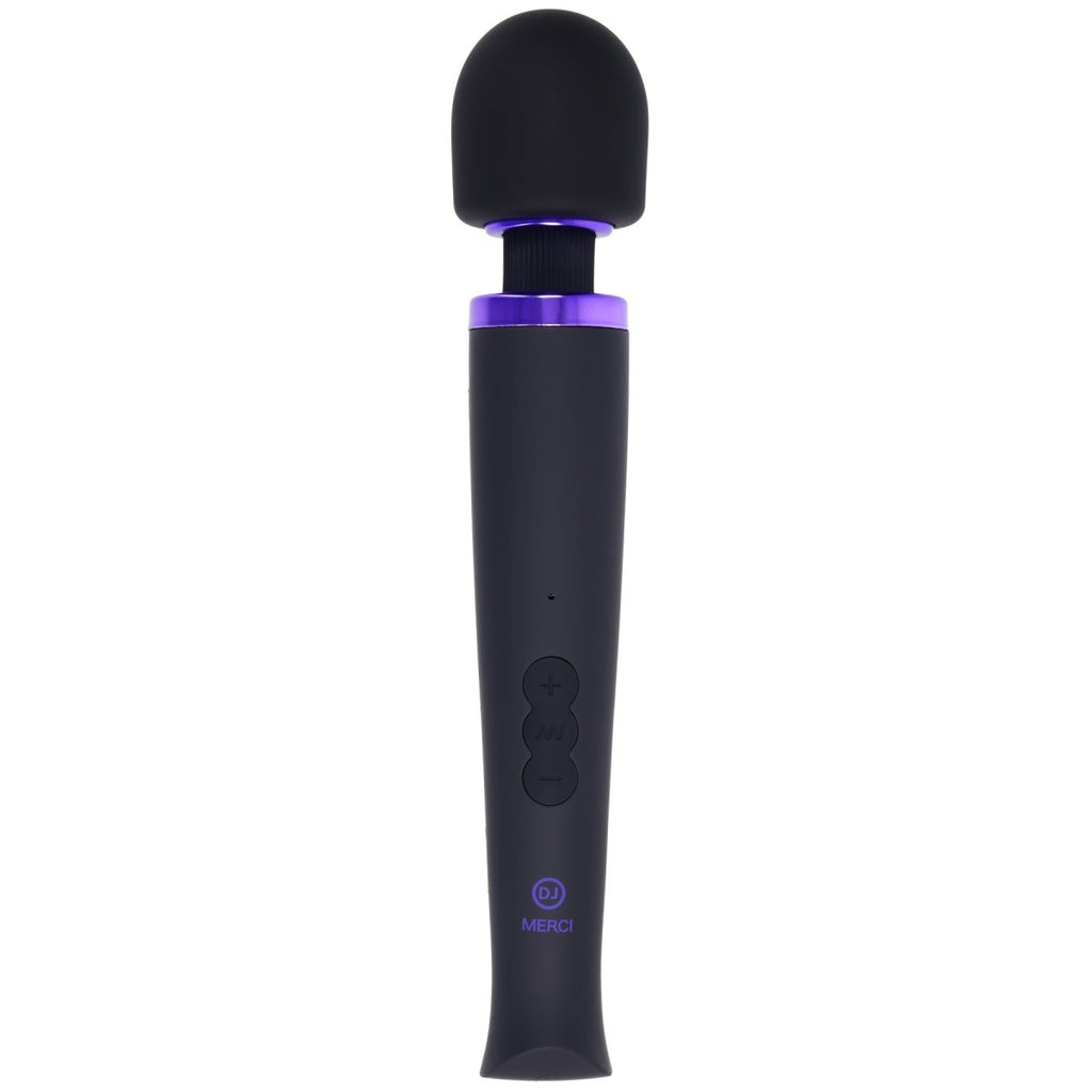 Merci - Rechargeable Power Wand - Ultra - Powerful Silicone Wand Massager - Black - TruLuv Novelties