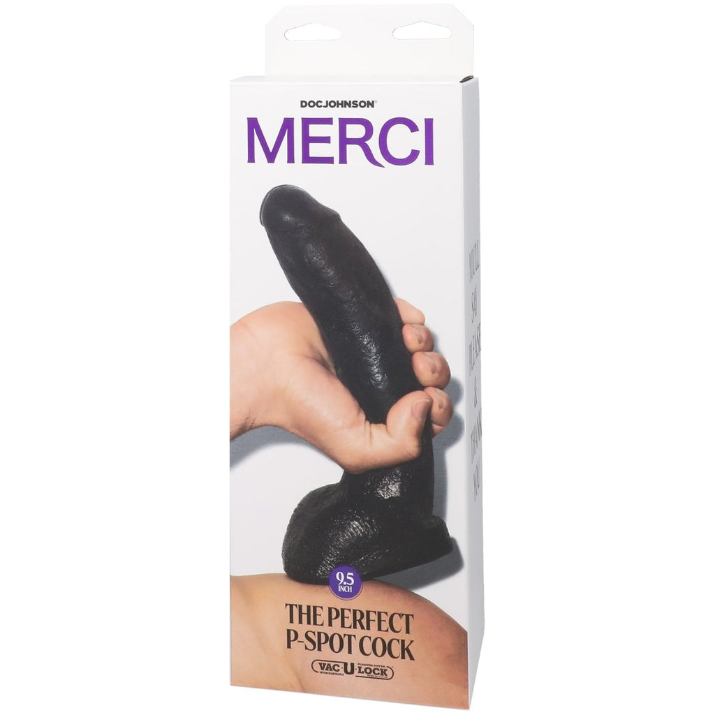 Merci - the Perfect P-Spot Cock - With Removable Vac-U-Lock Suction Cup - Black - TruLuv Novelties