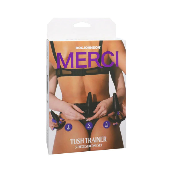Merci Tush Trainer 3 - Piece Silicone Plug Set Black - TruLuv Novelties