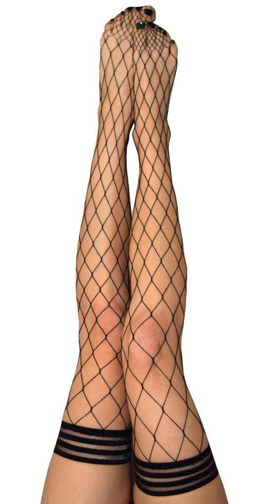 Michelle - Fishnet Thigh High - Size - Black - TruLuv Novelties