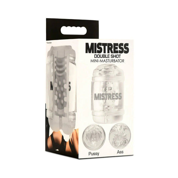 Mistress Double Shot Pussy and Ass Mini Masturbator Clear - TruLuv Novelties