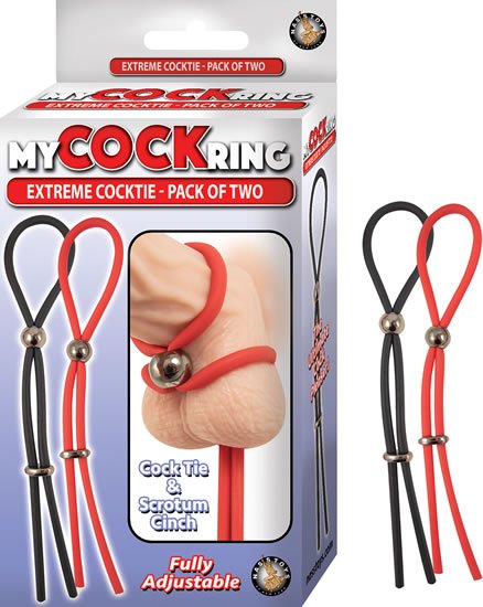 My Cockring Extreme Cocktie-Pack of Two - Black- Red - TruLuv Novelties