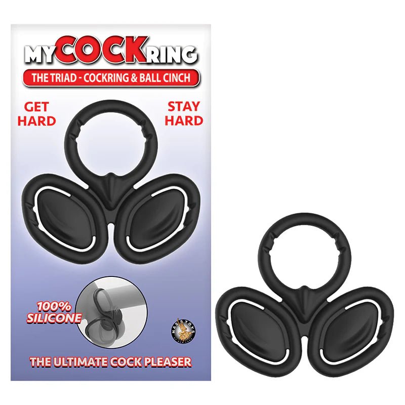 My Cockring The Triad Cockring & Ball Cinch Black - TruLuv Novelties