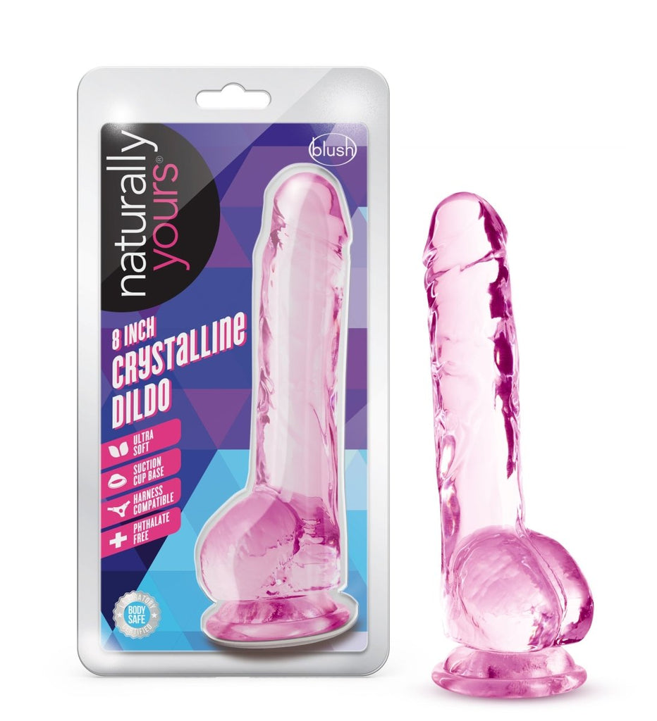 Naturally Yours - 8 Inch Crystalline Dildo - Rose - TruLuv Novelties