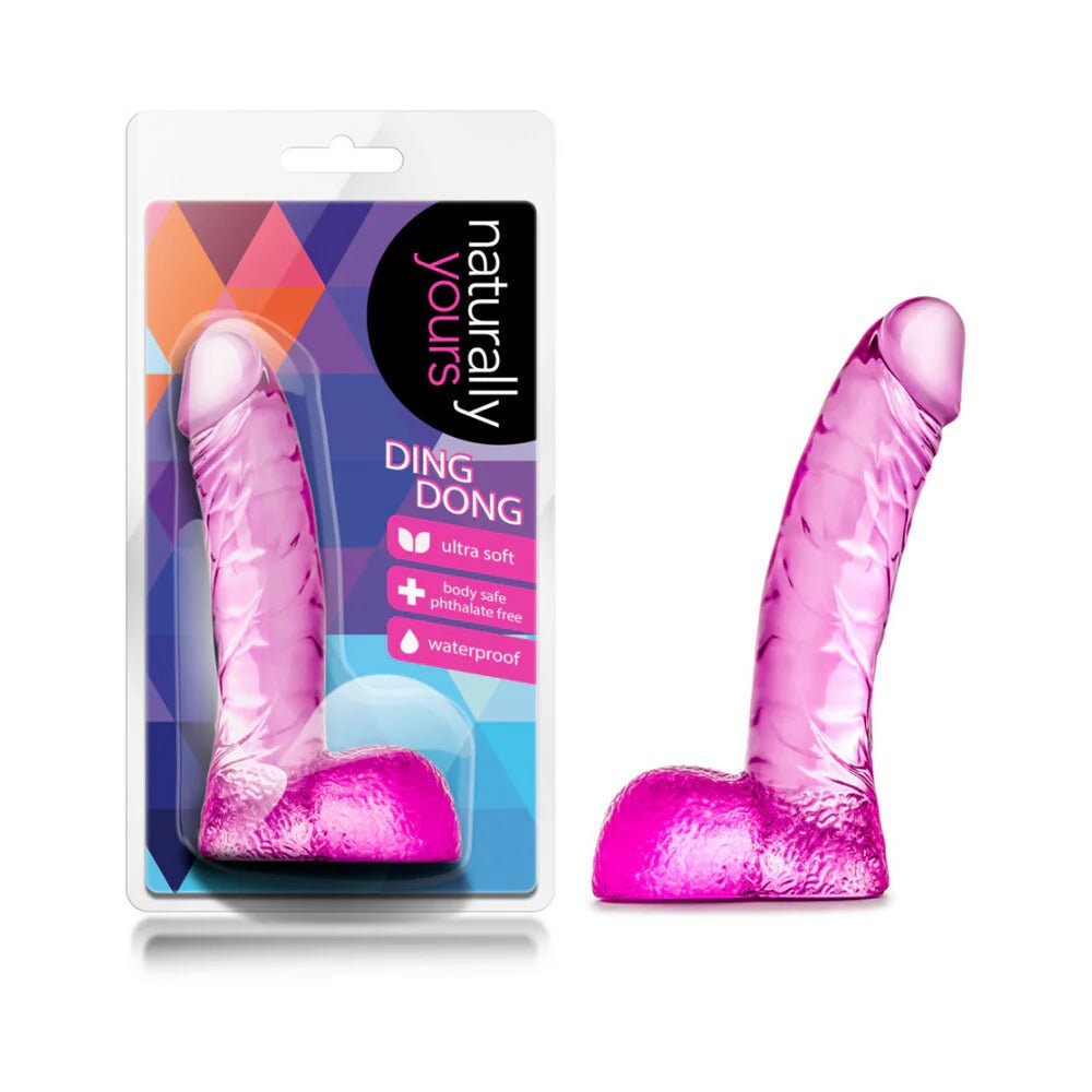 Naturally Yours Ding Dong Realistic 5.5 in. Dildo with Balls Pink - TruLuv Novelties