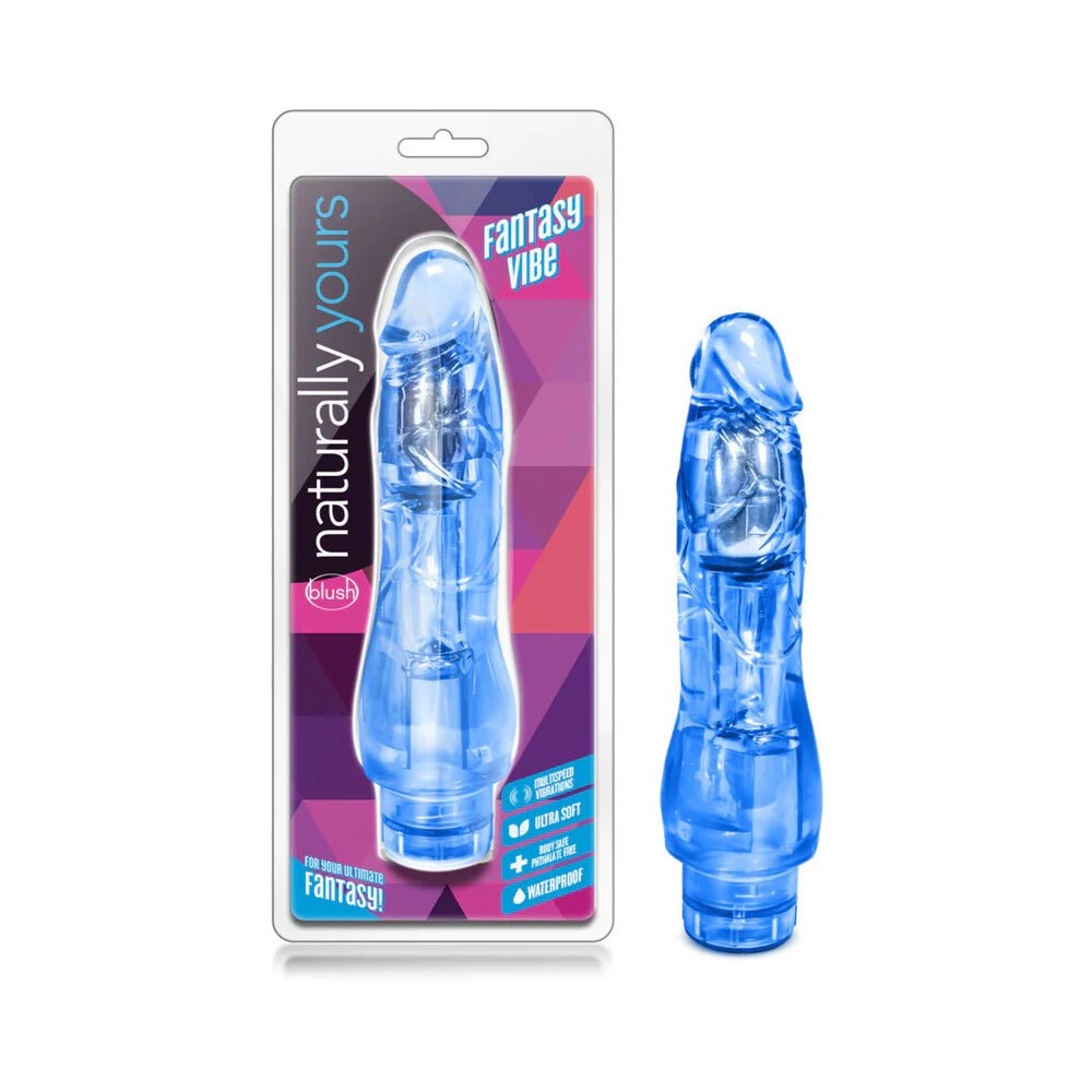 Naturally Yours Fantasy Vibe Realistic 8.5 in. Vibrating Dildo Blue - TruLuv Novelties