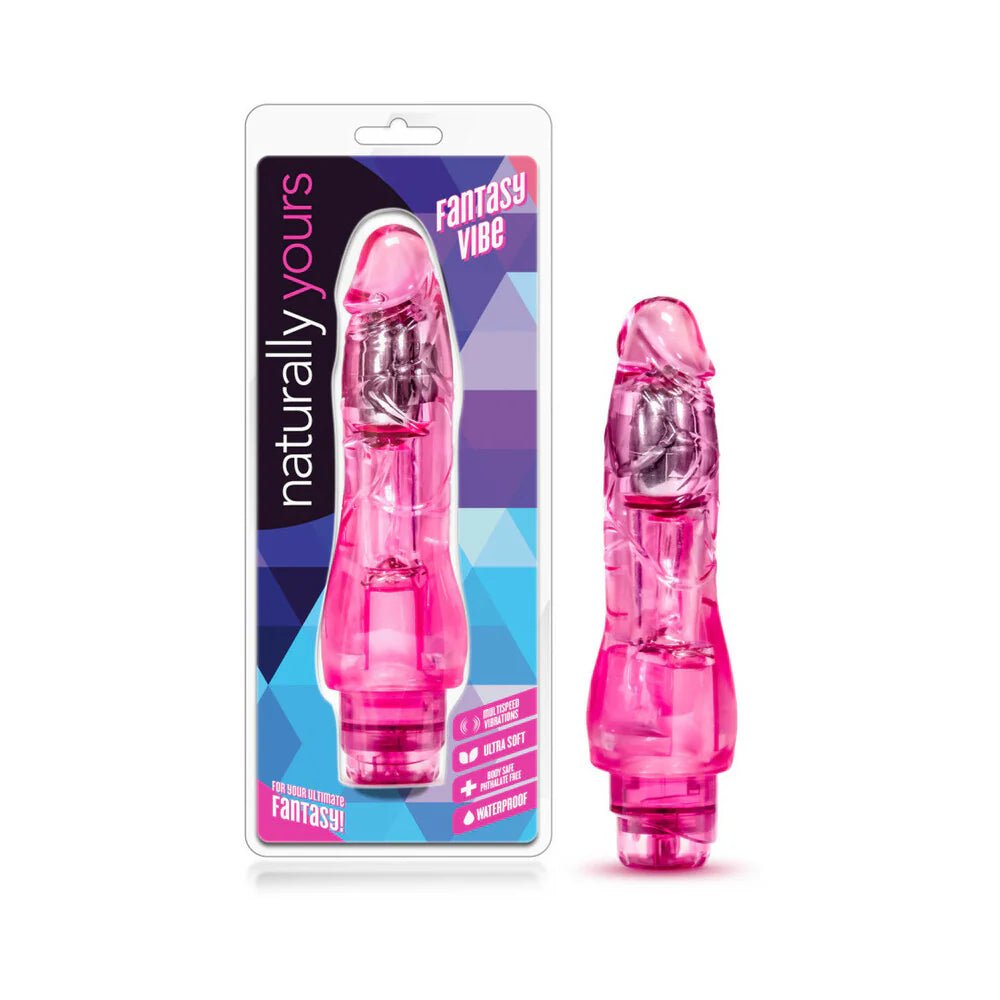 Naturally Yours Fantasy Vibe Realistic 8.5 in. Vibrating Dildo Pink - TruLuv Novelties