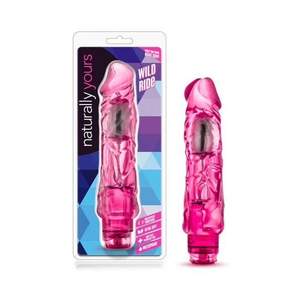 Naturally Yours Wild Ride Realistic 9 in. Vibrating Dildo Pink - TruLuv Novelties