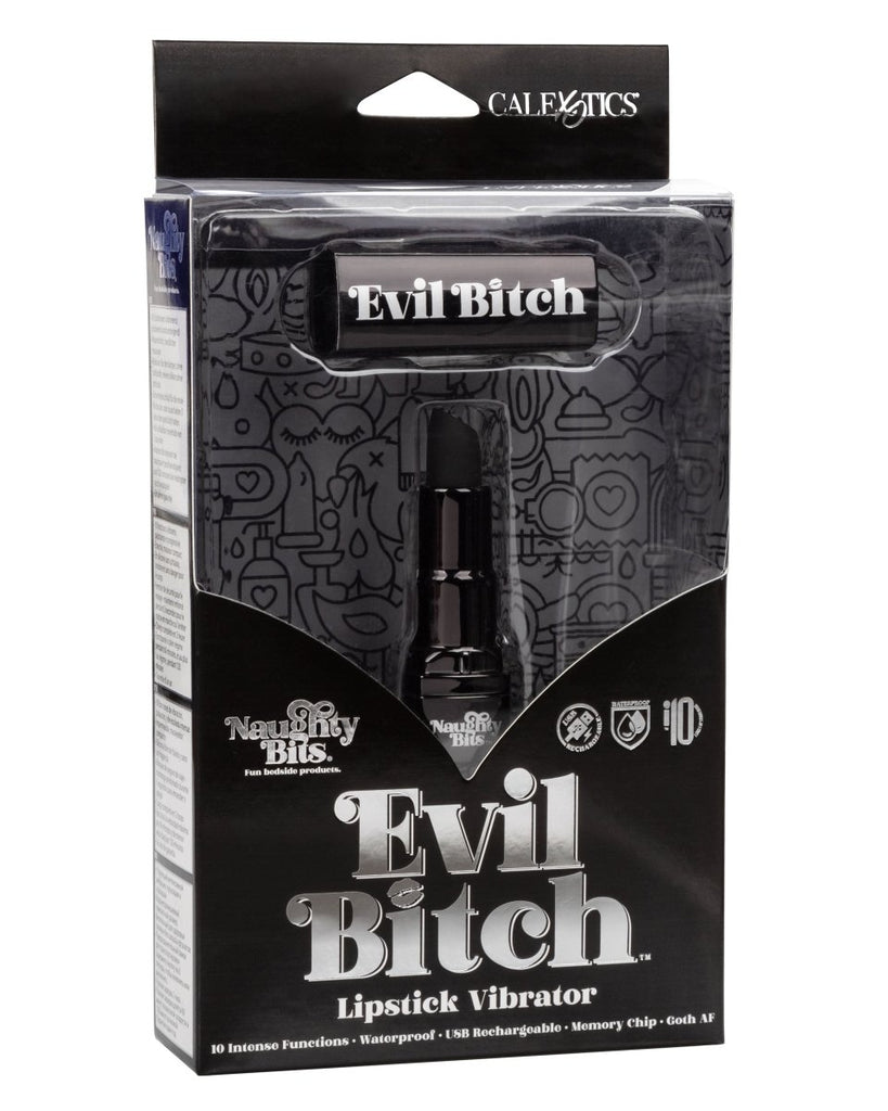 Naughty Bits Evil Bitch Lipstick Vibrator - Black - TruLuv Novelties