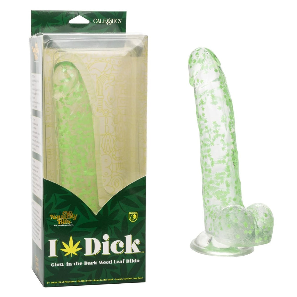 Naughty Bits I Leaf Dick Glow-in-the-Dark Weed Leaf Dildo - Glow in the Dark - TruLuv Novelties