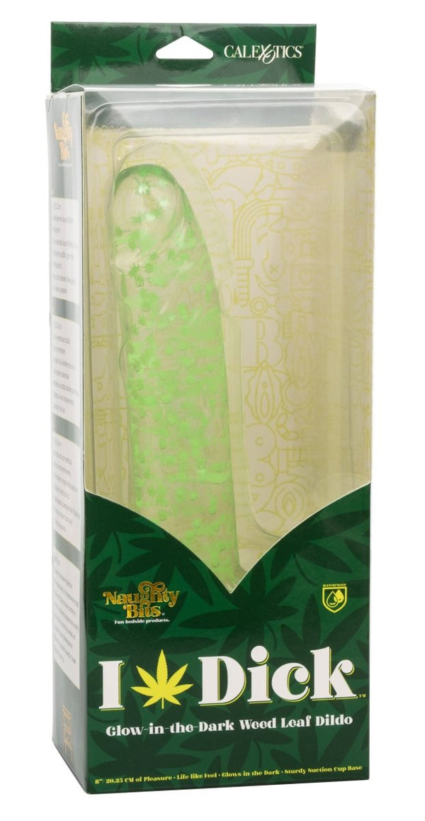 Naughty Bits I Leaf Dick Glow - in - the - Dark Weed Leaf Dildo - Glow in the Dark - TruLuv Novelties
