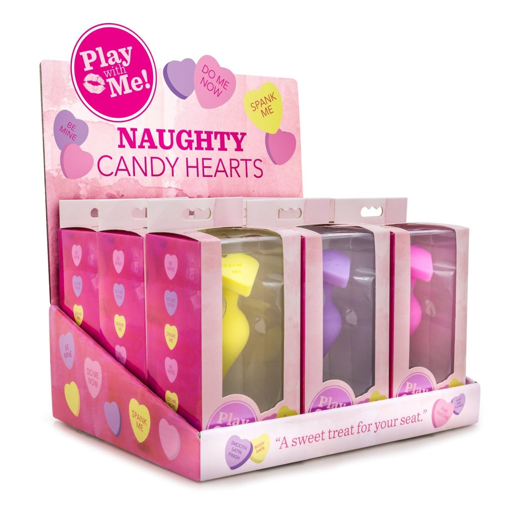 Naughty Candy Hearts Display - 9 Pieces - Assorted Colors - TruLuv Novelties