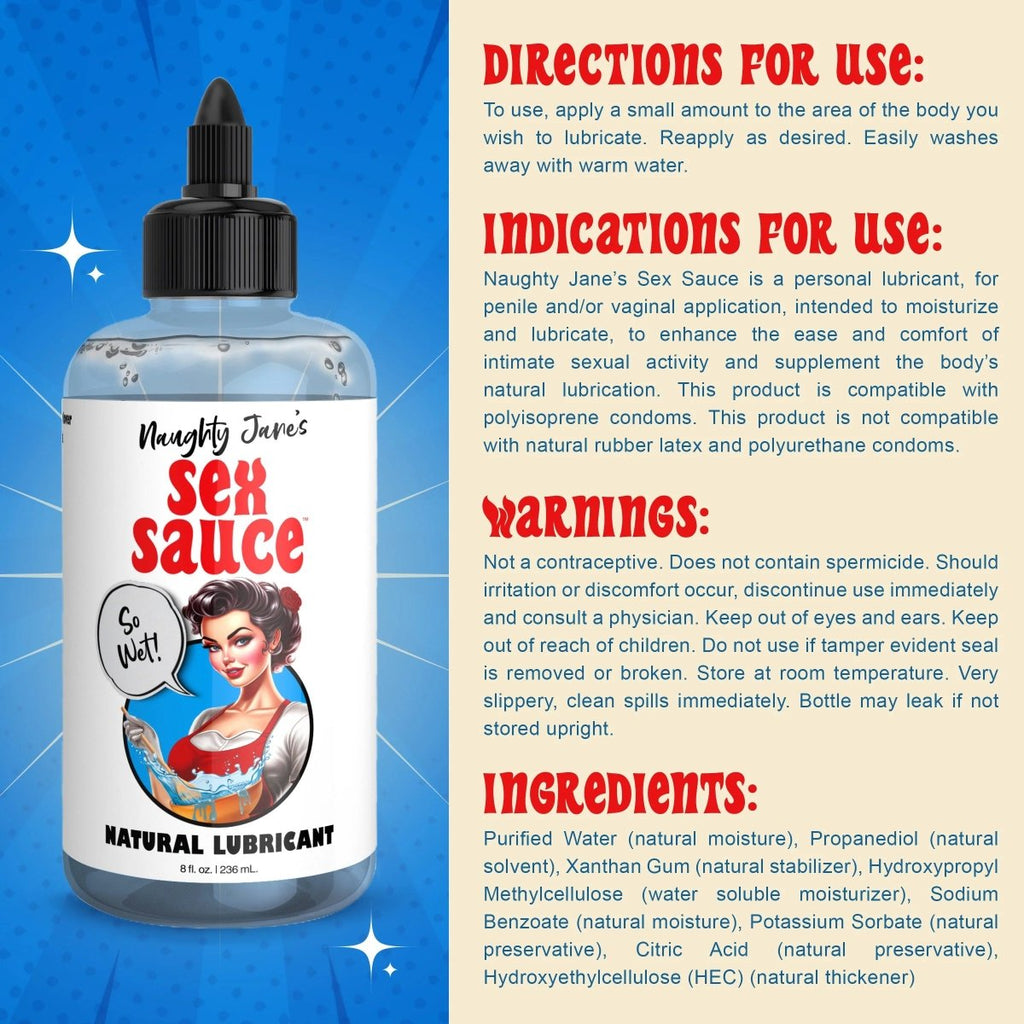 Naughty Jane&039;s Sex Sauce Natural Lubricant 8oz - TruLuv Novelties