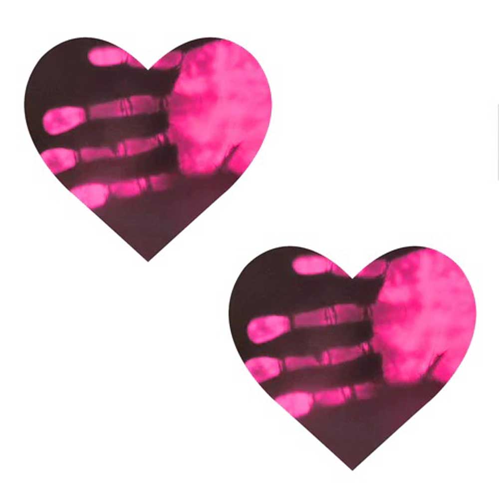 Neon Pinky Tink Temperature Reactive Heart Nipple Cover Pasties - TruLuv Novelties