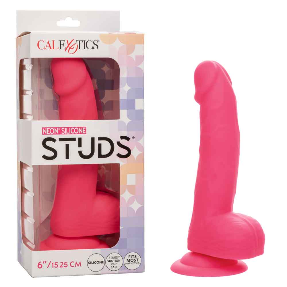 Neon Silicone Studs 6 Inch - Pink - TruLuv Novelties