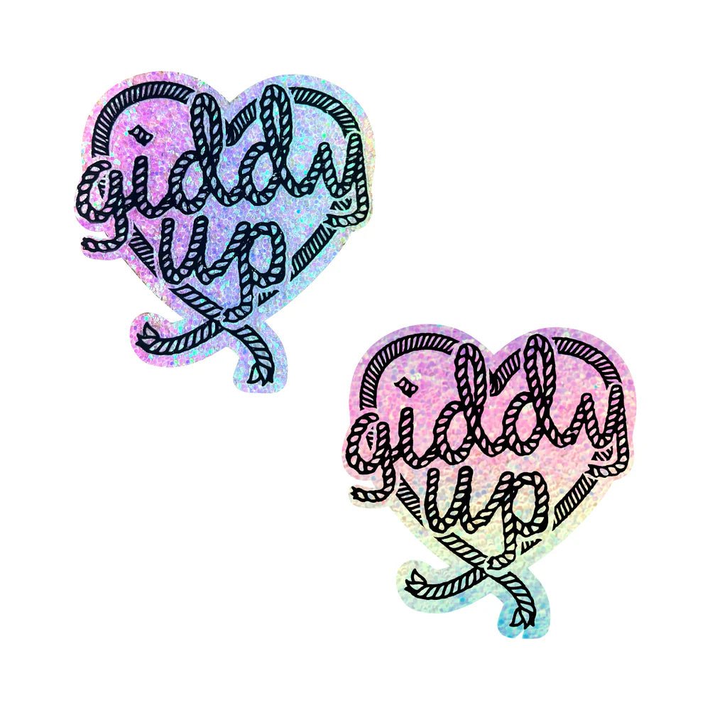 Neva Nude Giddy Up Light Pastel Smarties Party Glitter Lasso Heart Nipple Pasties - TruLuv Novelties