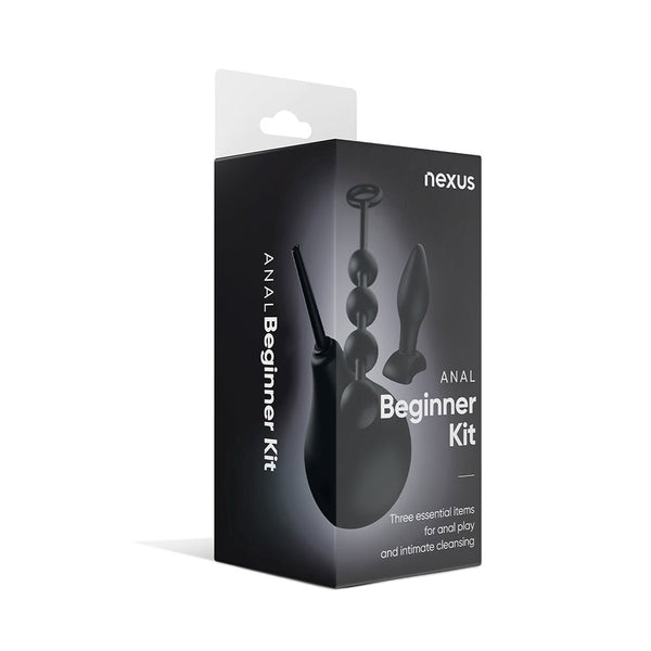 Nexus Anal Beginner Kit with Douche, Silicone Beads, Small Silicone Butt Plug Black - TruLuv Novelties