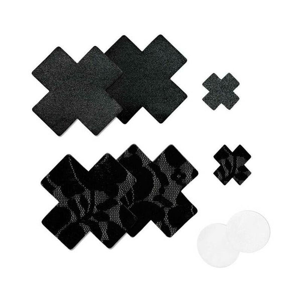 Nippies Basic Black Crosses Pasties Size B - TruLuv Novelties