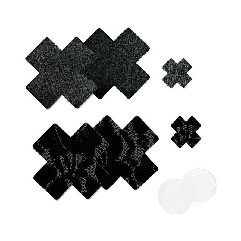 Nippies Basic Black Crosses Pasties Size C - TruLuv Novelties