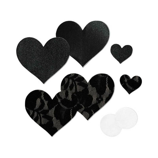 Nippies Basic Black Hearts Pasties Size C - TruLuv Novelties