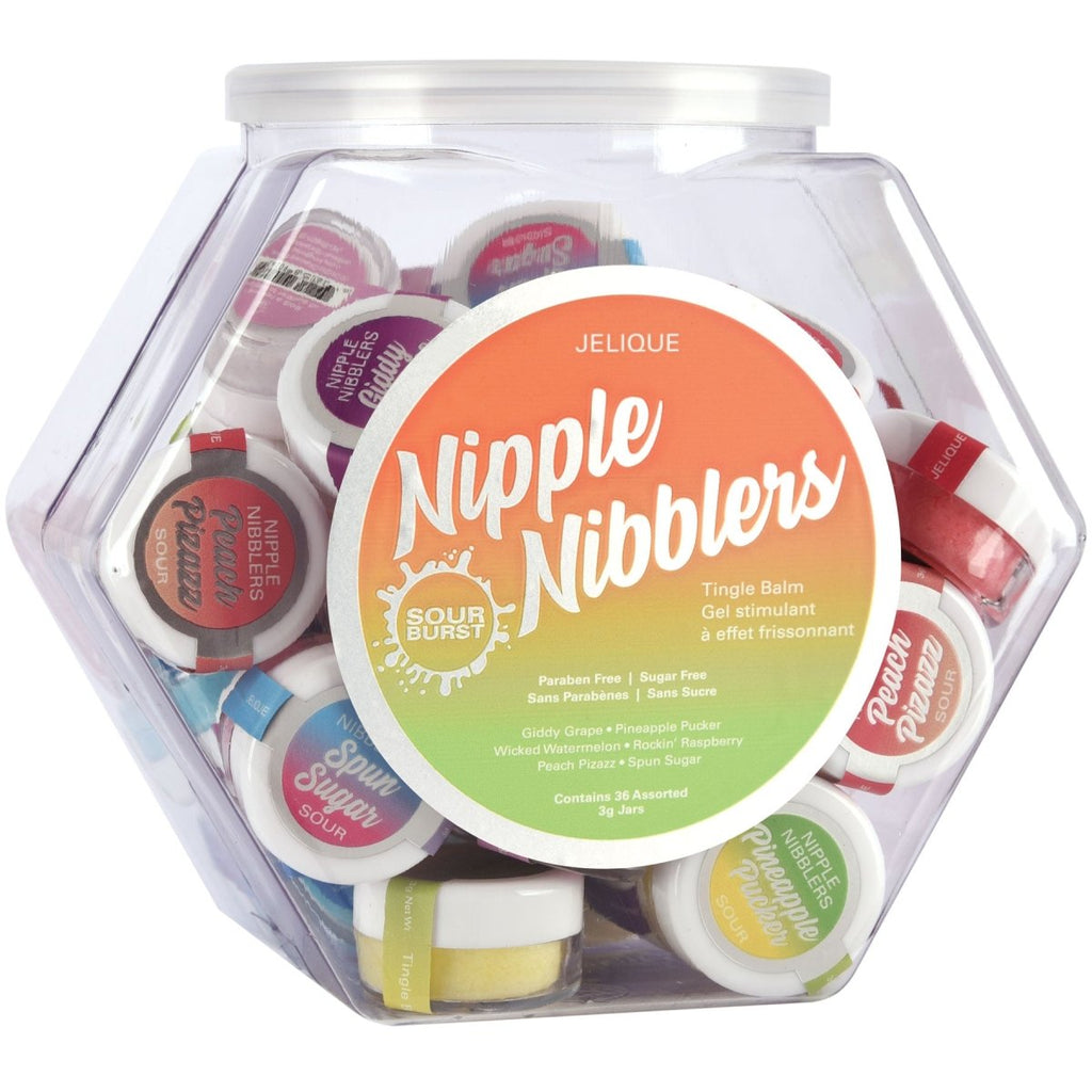 Nipple Nibbler Sour Tingle Balm Assorted - 36 Pc. Bowl - 3g Jar - TruLuv Novelties