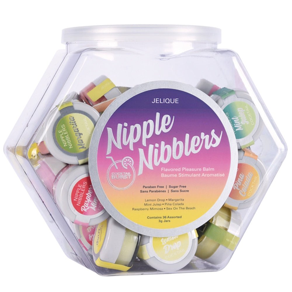Nipple Nibblers Cocktail Pleasure Balm Assorted - 36 Pc Bowl - 3g Jar - TruLuv Novelties