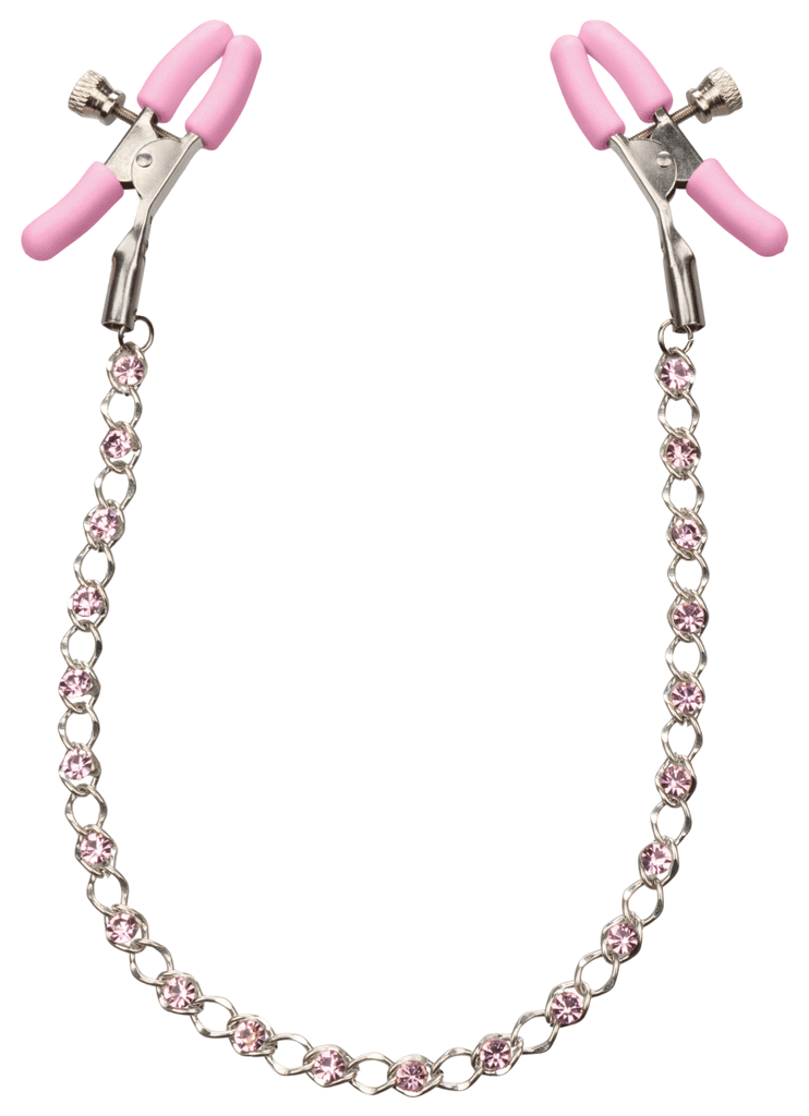 Nipple Play Crystal Chain Nipple Clamps - Pink - TruLuv Novelties