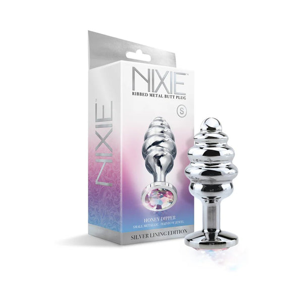 Nixie Ribbed Metal Butt Plug Honey Dipper Small - TruLuv Novelties