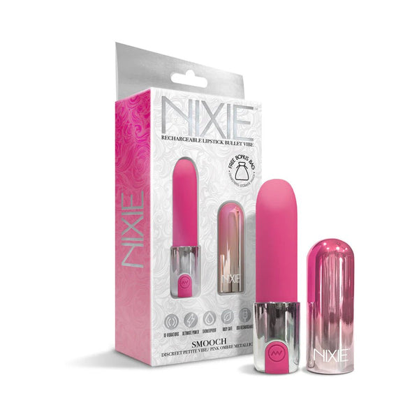 Nixie Smooch Rechargeable Lipstick Bullet Vibrator Pink Ombre - TruLuv Novelties